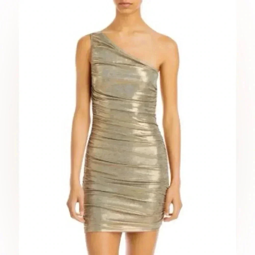 Cruz Ruched One Shoulder Mini Dress NWOT
